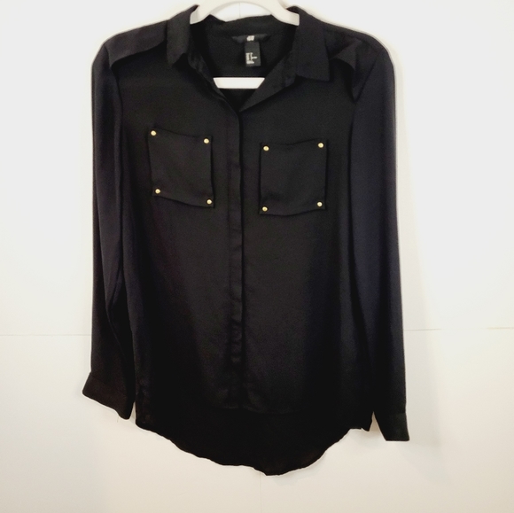 H&M Long Sleeve Blouse Top Button Down Size 2 - Picture 4 of 8
